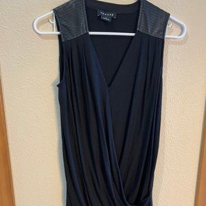 Trouve XS Black Cross Over Top with Faux Leather